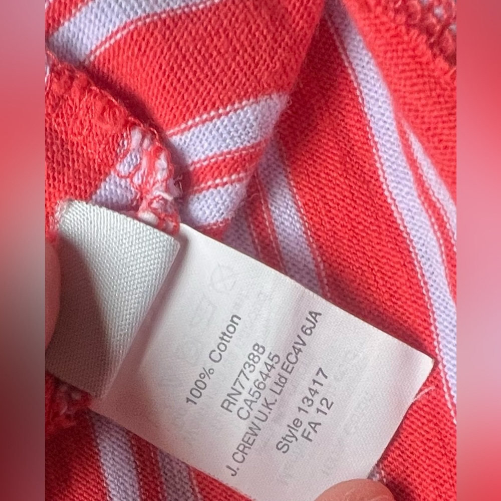 J.Crew Women's Striped Long Sleeve Painter Tee,Cranberry Red, Size XS - Picture 8 of 8